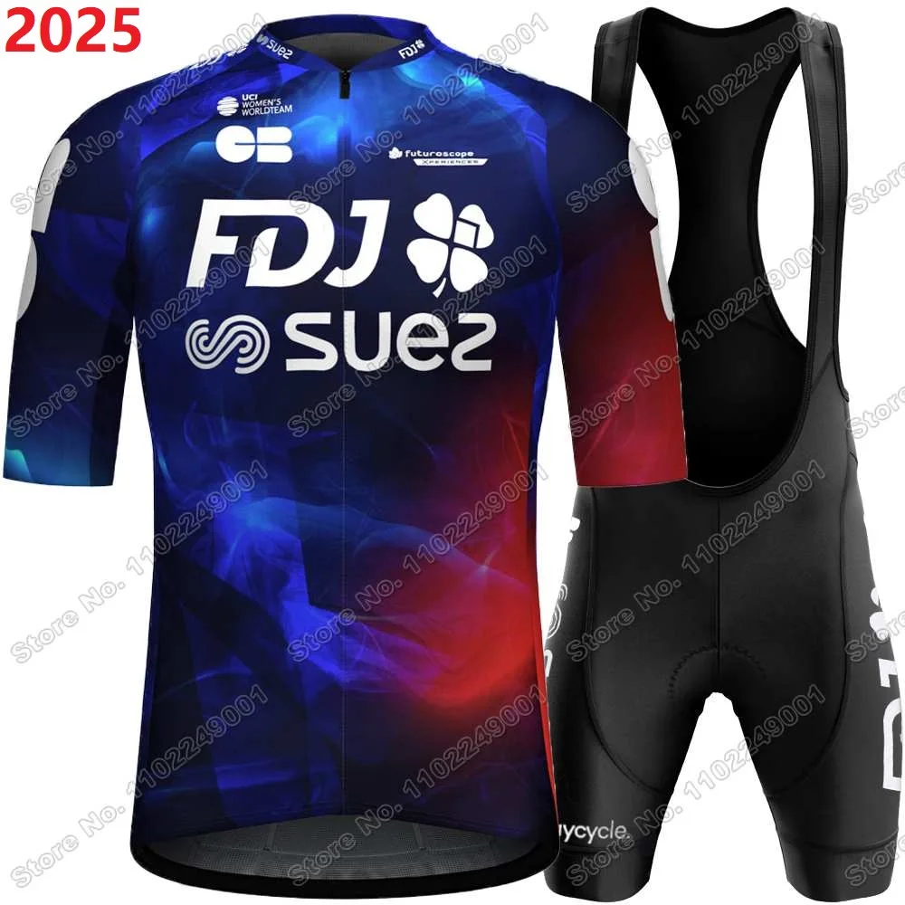 2024 Team FDJ SUEZ Cycling Jersey Set Unisex Cycling Clothing Men Women Short Sleeve Kit Road Bike Shirt Suit Bicycle Bib Shorts