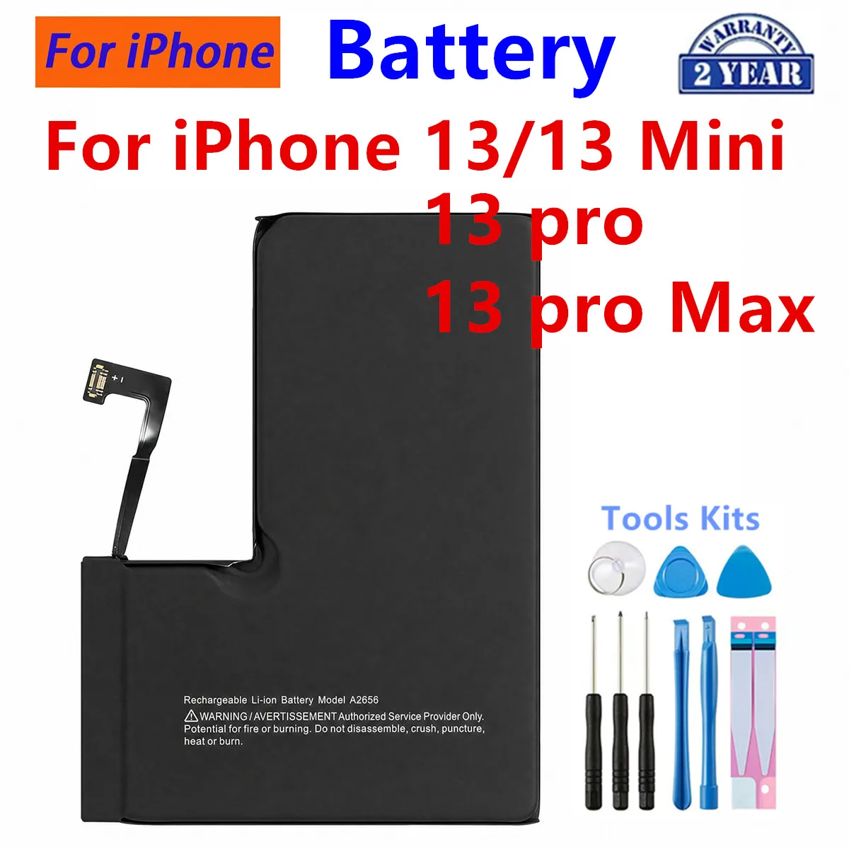 Nagelneuer A2656 A2655 A2653 A2660 Ersatzakku für iPhone 13 Mini iPhone 13 Pro Max Handy-Akkus + Werkzeuge
