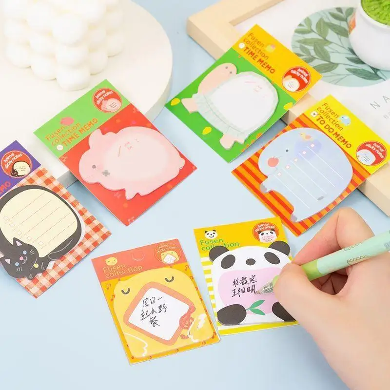 8Pcs Animal Convenience Stickers Cute Cartoon Student Memo Message Small Notebook Stickers