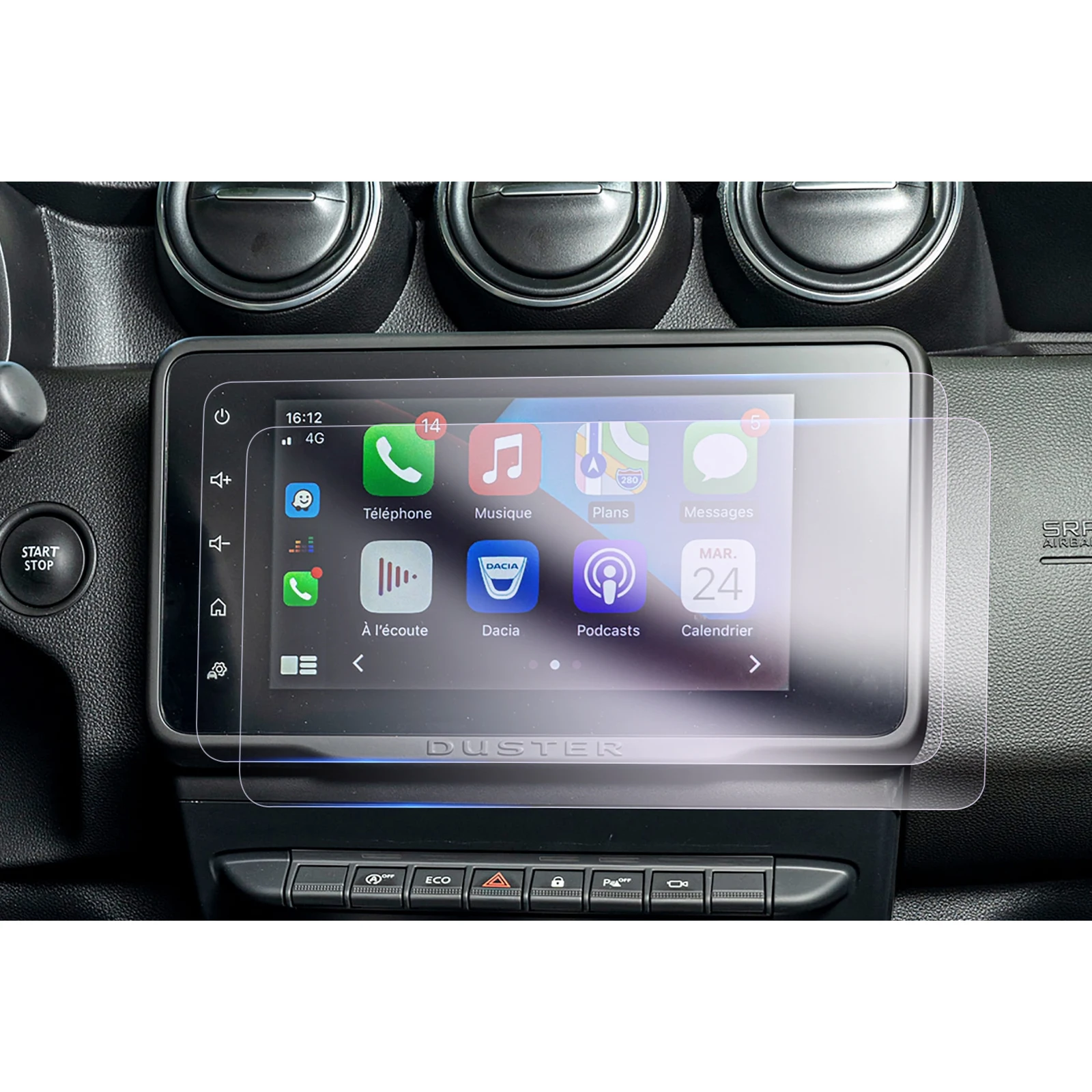 RUIYA dla Renault Dacia Duster 2022 2023 8-calowa nawigacja samochodowa Nano Screen Protector Auto Interior Dacia Duster 2024 Akcesoria