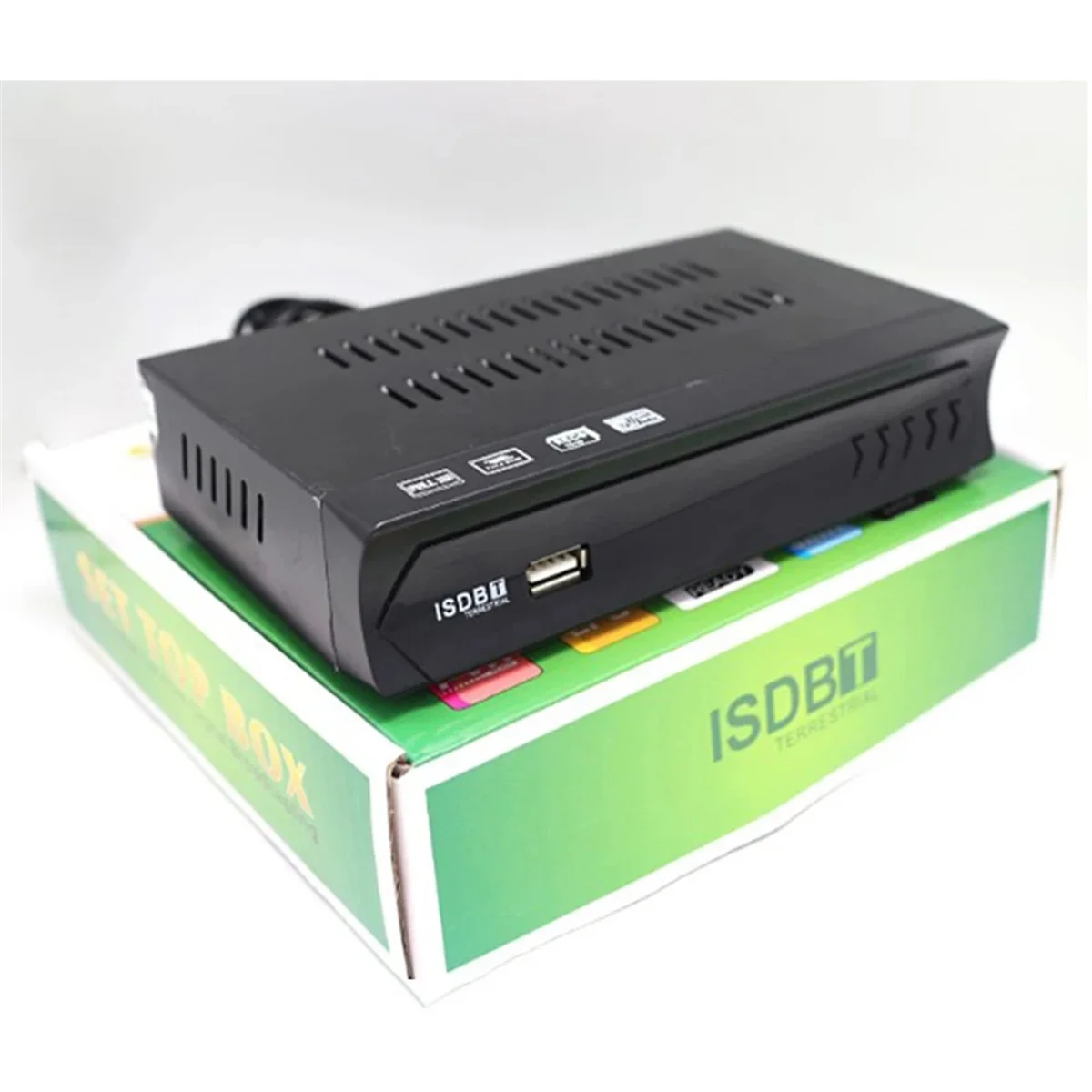 ISDB-T 1080P HD Set Top Box Terrestrial Digital Video Broadcasting TV Receiver with Cable for Brazil/Chile B EU PlugJAS