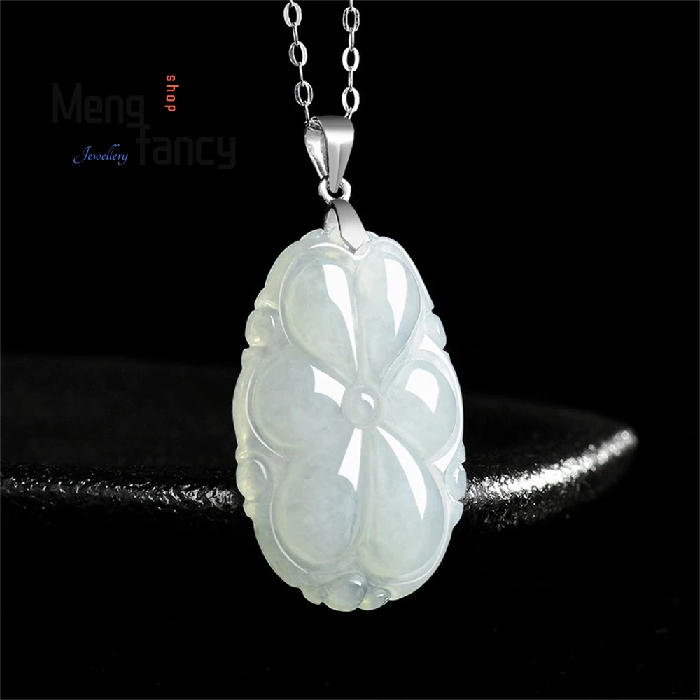 

Natural Burmese A-Grade Jade Small Lotus Leaf Pendant S925 Silver-Inlaid Jade Pendant Jewelry Fashion Jewelry Best Selling