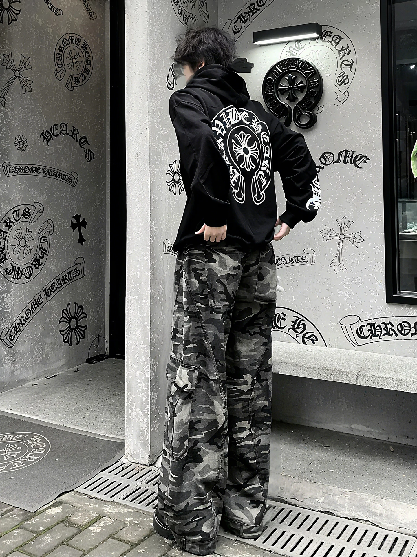 

Мужские рабочие брюки в американском ретро-стиле с камуфляжным принтом, с высокой талией, свободного кроя, длиной в пол, осенние повседневные брюки