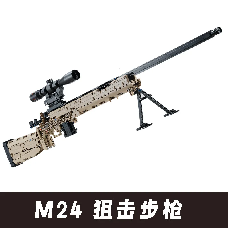 M24 Sniper Rifle Model Bouwstenen Kit Schieten Speelgoedpistool Militaire Serie Kinderen Educatieve Montage Baksteen DIY Vakantiecadeau