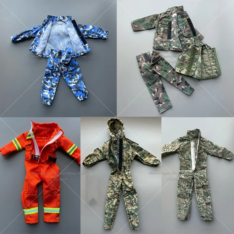 1/6 Scale Male Clothes Firefighting And Rescue Uniform Navy Blue Suits Jungle Jumpsuit For 12-inch Action Figure Soldier