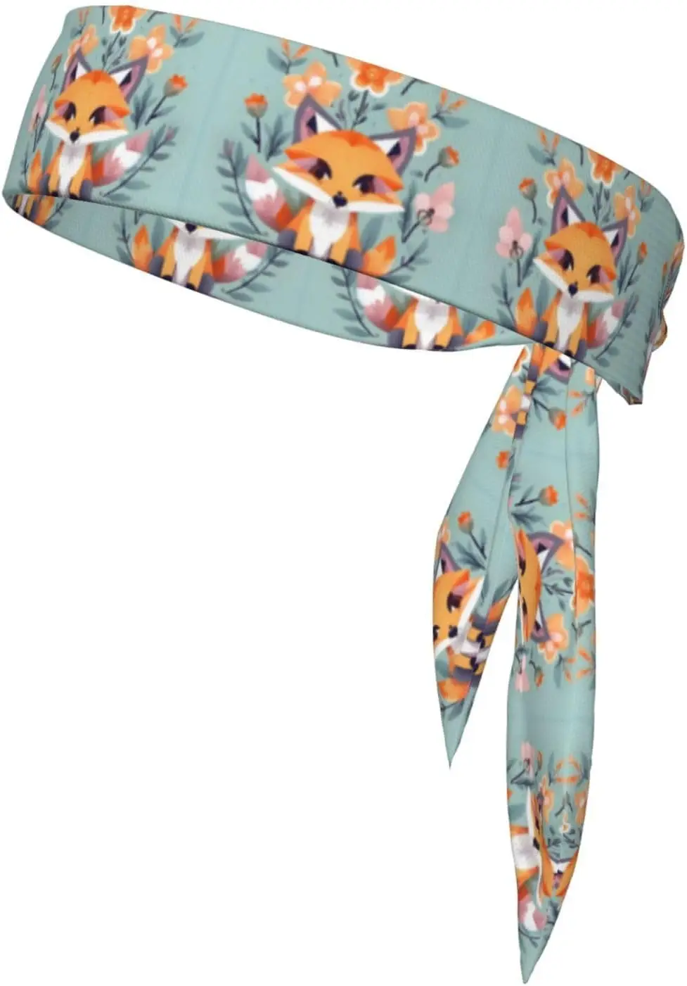 

Cute Animal Fox Flowers Print Sports Head Tie Sweat Wicking Head Tie Quick Dry Adjustable for Men and Women