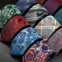 Men's Classic Luxury Paisley Tie Green Red Blue Floral Jacquard Necktie For Business Wedding Suit Dress Accessory Gravatas Gift