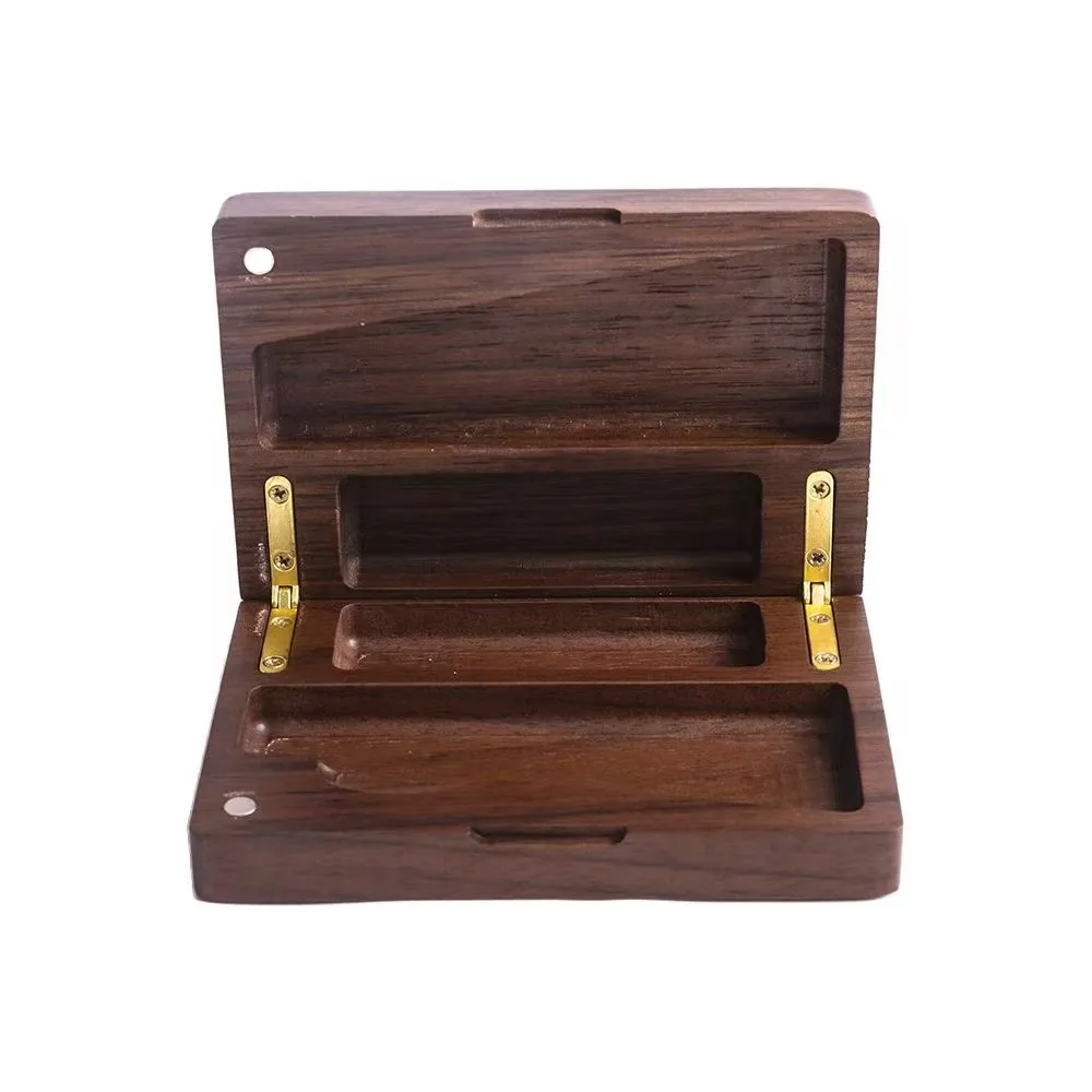 Multifunctional Integrated Cigar Storage Box with Magnetic Lid - Walnut Wood Design, Can Store Cigars, Pre-Rolled Papers and Lighters, Flip-Top Closure, Perfect Father's Day/Christmas Gift for Cigar Lovers