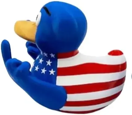 Middle Finger Duck Rubber Ducks Finger Trump Bidem with Jeep Car Truck Dashboard Interior Us Flag Pattern Small Yellow Duck