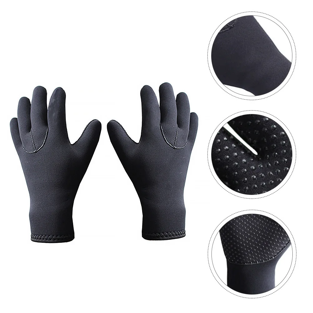 

Black L Size Diving Gloves Anti Scratch Non Slip Keep Warm for Swimming Snorkeling Fishing Scuba Diving Gloves for Fishing
