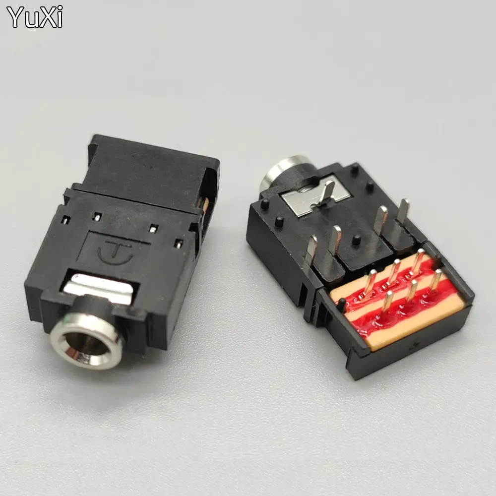 1Pcs PJ-307 3.5mm 11Pin Jack Dual Track Stereo Audio Headphone Socket 11-Pin Female Connector with Switch PJ307 3.5MM