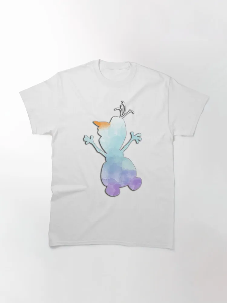 Blue And Purple Watercolor Snowman Classic T-Shirt Short Sleeve Tops Tees Cotton Print Tshirts New Fashion Top Tees