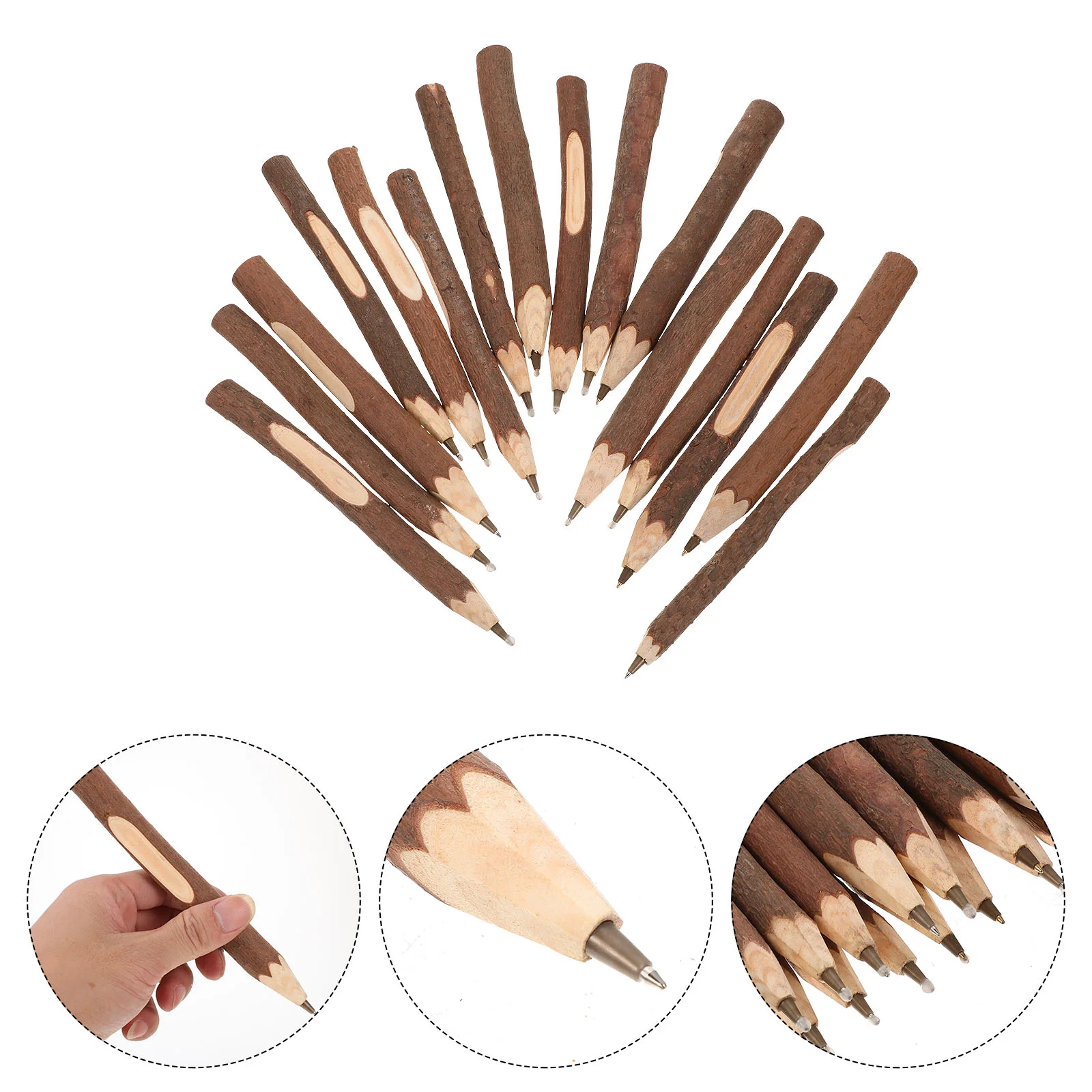 16 Pcs Natural Twig Ballpoint Pen Office Pens Cartoon Gel Wooden Multi-function Writing