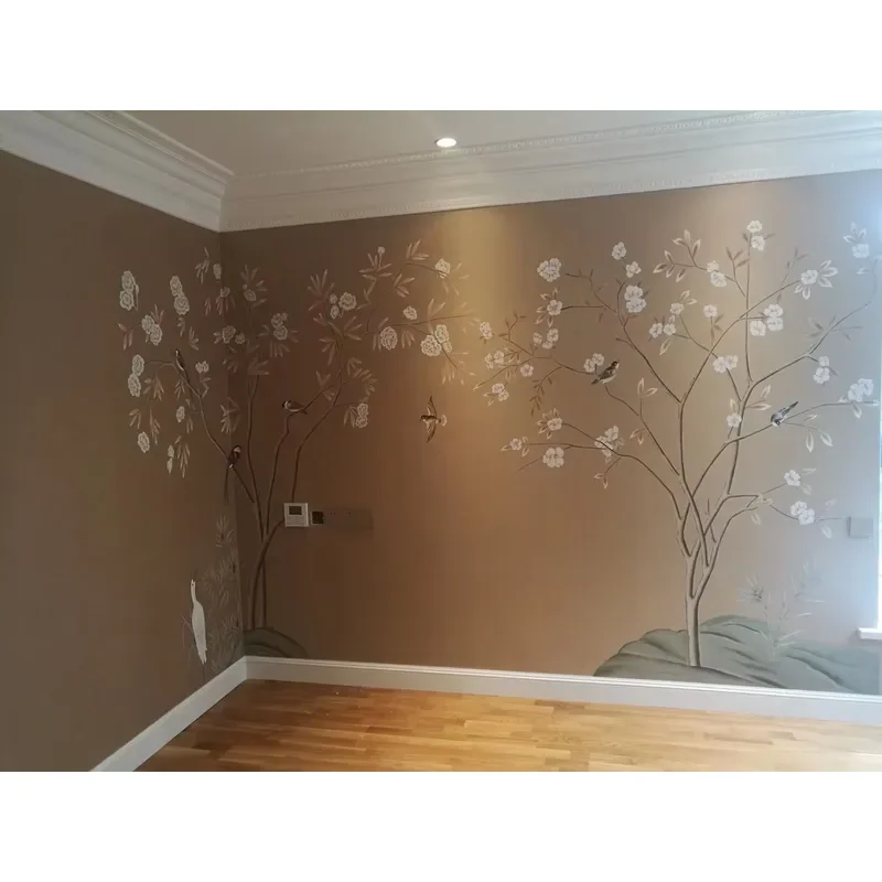 Zhenling Papel Tapiz Para Pared Chinoiserie Silk Hand-painted Wallpaper for House Wall Decoration