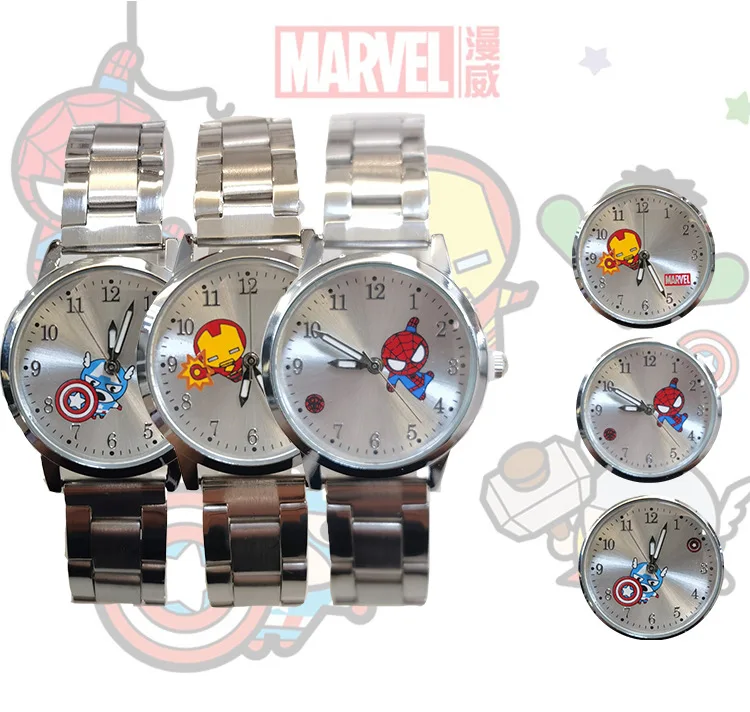 

Disney Marvel Spiderman Watches Cartoon Children's Student Anime Stainless Steel Strap Waterproof Watch Captain America