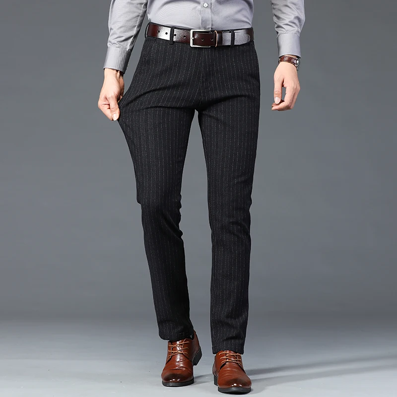 2024 New Men's Pants Trendy Fashion High-End All-Match Loose Straight Korean Striped Business Casual Trousers