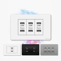118 Type Brazil Korea Universal usb Wall socket,White PC Panel Charging port,US Italy Chile Double USB 2.1A 5V Power Plug Outlet