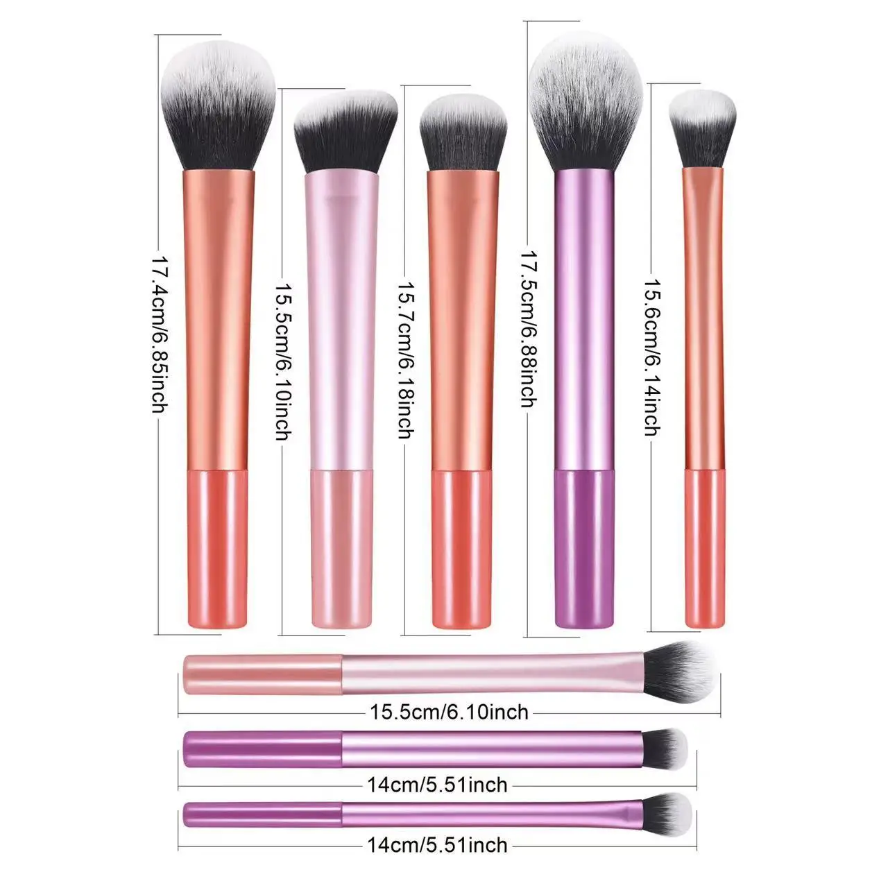 8 pezzi Pro facili da pulire, set di pennelli per trucco: morbidi, capelli sintetici premium, senza crudeltà, fondotinta, fard, ombretto