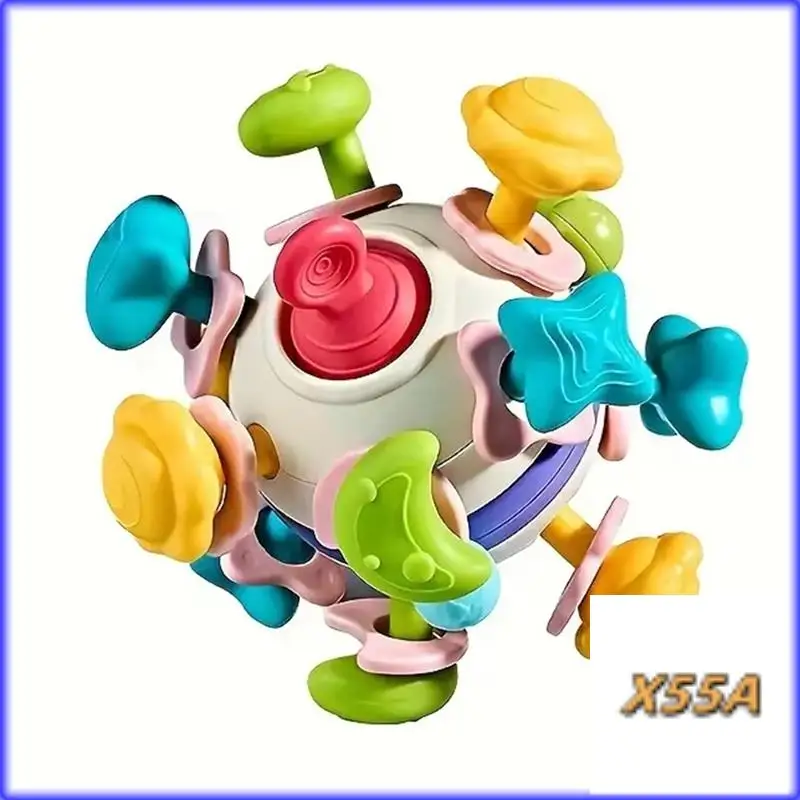 XX-Soft Rubber Hand Grab Ball Space Hand Grip Ball Soft Rubber Finger Exercise Baby Teether Rattle For Newborns