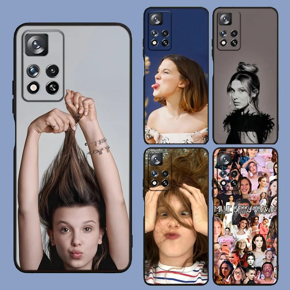 M-Millie Bobby Brown Phone Case For Samsung Galaxy A13,A21s,A22,A31,A32,A52,A53,A71,A80,A91 Soft Black Cover