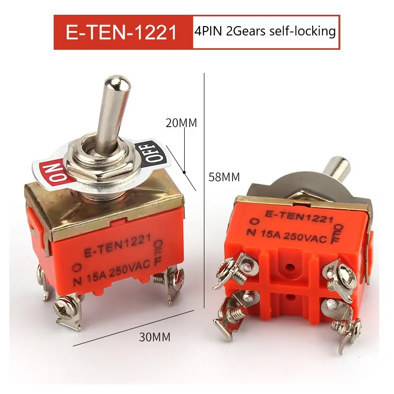 E-TEN Series Toggle Switch 15A 250VAC ON-OFF ON-OFF-ON