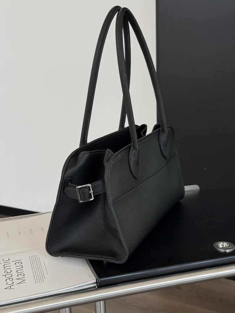 SHELKSBAG Women Pebbled PU Shoulder Bag Minimalist Large Capacity Underarm Tote Handbag Multi-color Work Office Crossbody Bag