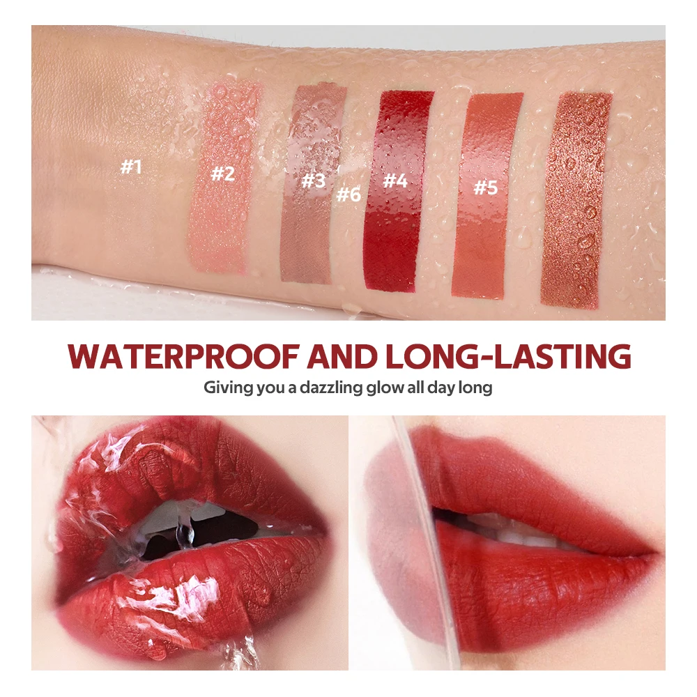 Lakerain 6 peças de veludo fosco pura pérola brilho hidratante brilho labial férias cor labial natal conjunto de brilho labial vermelho