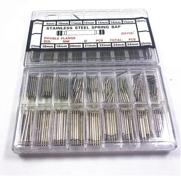 360 قطعة 8-25 مللي متر الفولاذ المقاوم للصدأ الربيع بار حزام ساعة اليد دبابيس سوار أدوات إصلاح 1.5 مللي متر حزام ربط دبابيس اتصال بار اكسسوارات