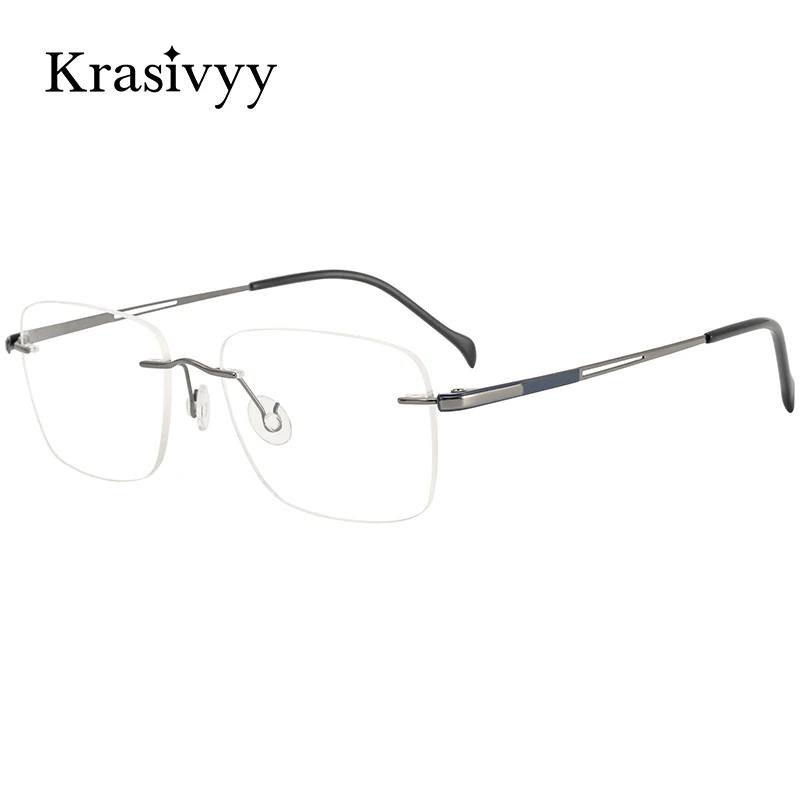 

Krasivyy Rimless Titanium Glasses Frames Men Top Quality Ultralight Square Males Frameless Optical Prescription Eyeglasses