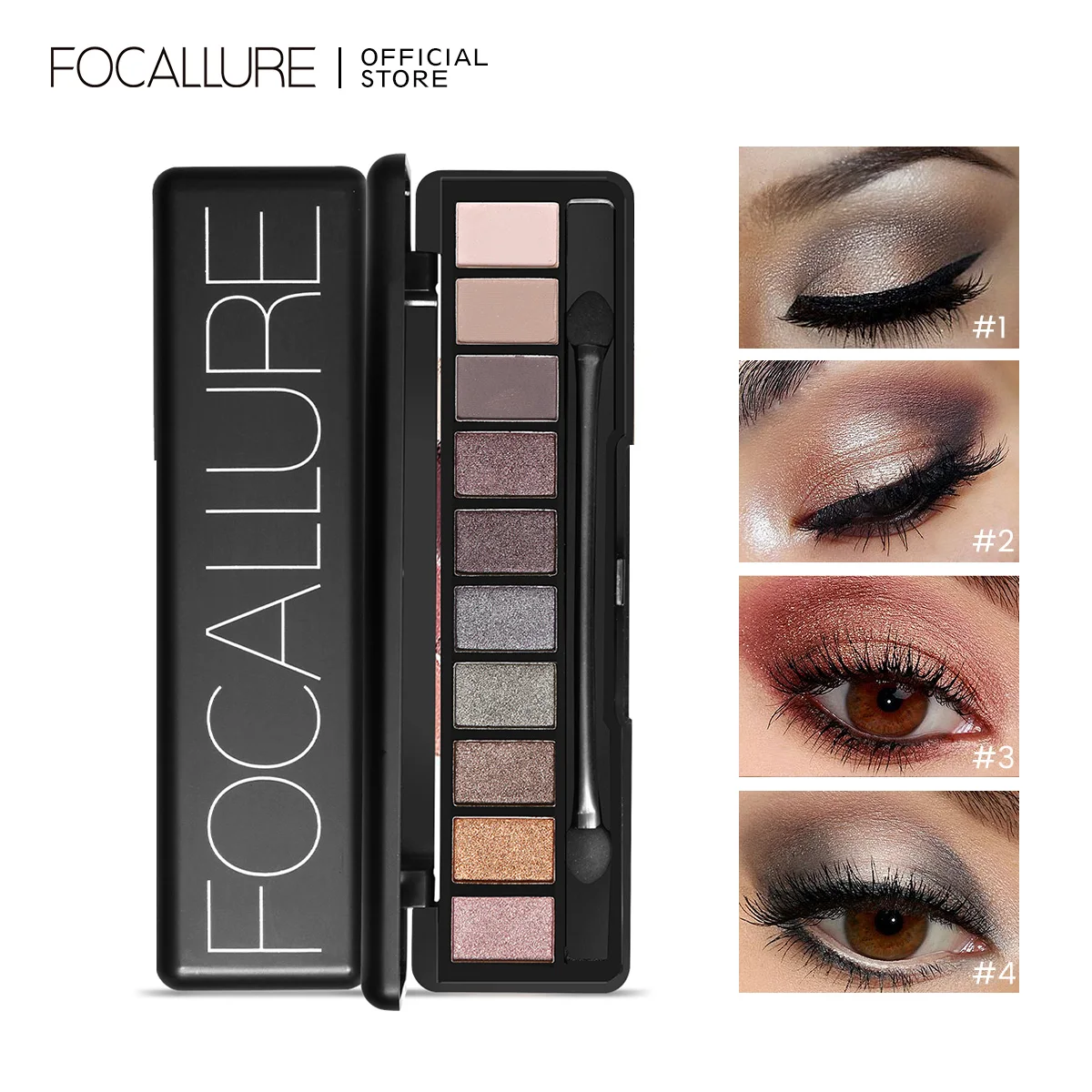 

FOCALLURE 10 Colors Matte Eyeshadow Palette Waterproof Long Lasting Shimmer Glitter Eye Shadow Makeup Cosmetics for Women