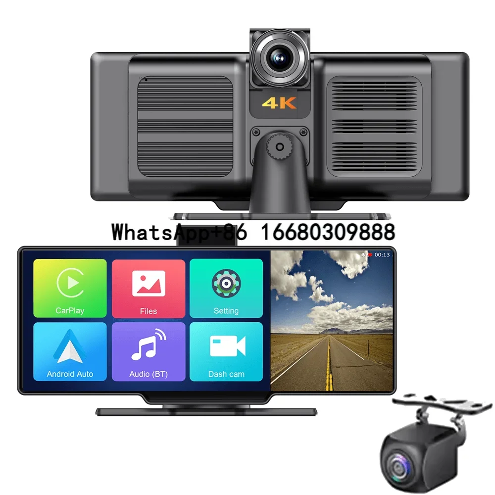 

Linux OS 10.26 Inch Touch Screen Dashcam Front 4K Rear 1080P Dashboard Car DVR 5G WIFI BT ADAS Carplay Android Auto