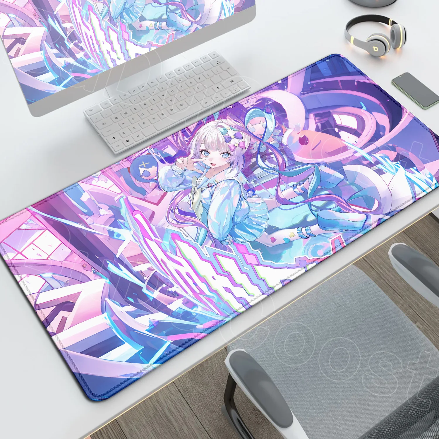 

New Anime Game NEEDY GIRL OVERDOSE Mouse Pad Kawaii Angel Keyboard Mat PC Gaming Accessories desk organizers and trays desk mat