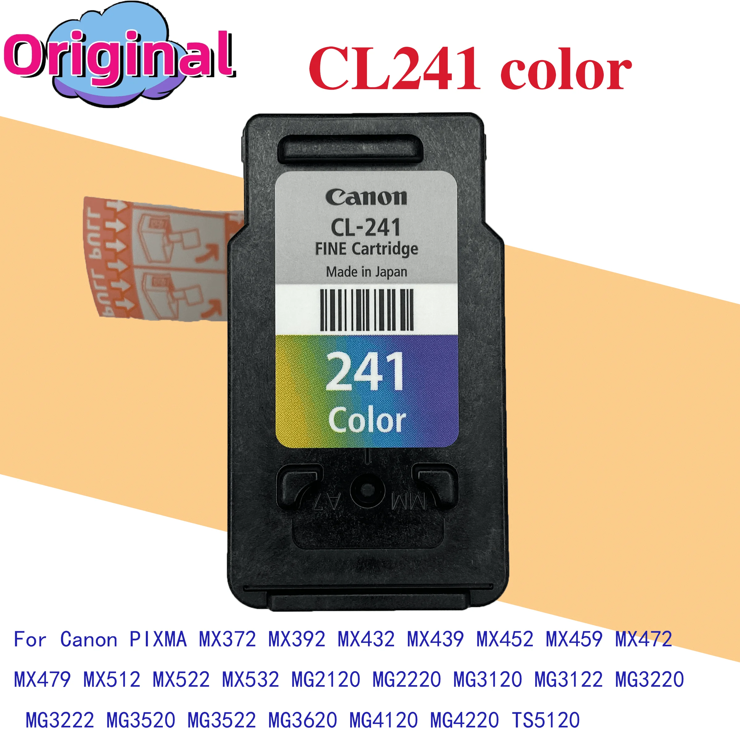 Original  PG-240 CL-241 PG 240 CL 241 XL Ink Cartridge for Canon Pixma MX372 MX432 MX512 MG2120 MG3120 MG3220 Ink Cartridges