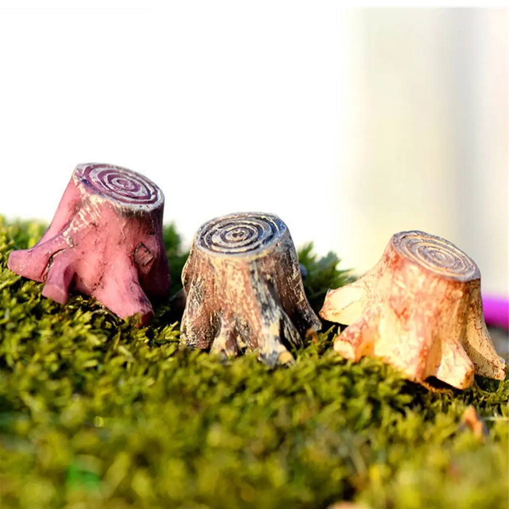 5Pcs Pastoral Resin Moss Terrariums Decoration Crafts Random Tree Stump Figurines Miniatures