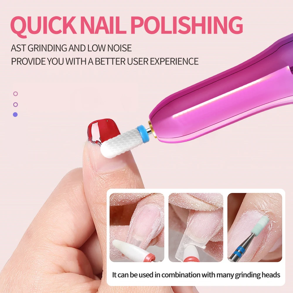 20000RPMネイルドリルマシンUSBネイルファイルペングラインダー、ネイルアート、マニキュア、ペディキュア、研磨キット、爪やすりに最適