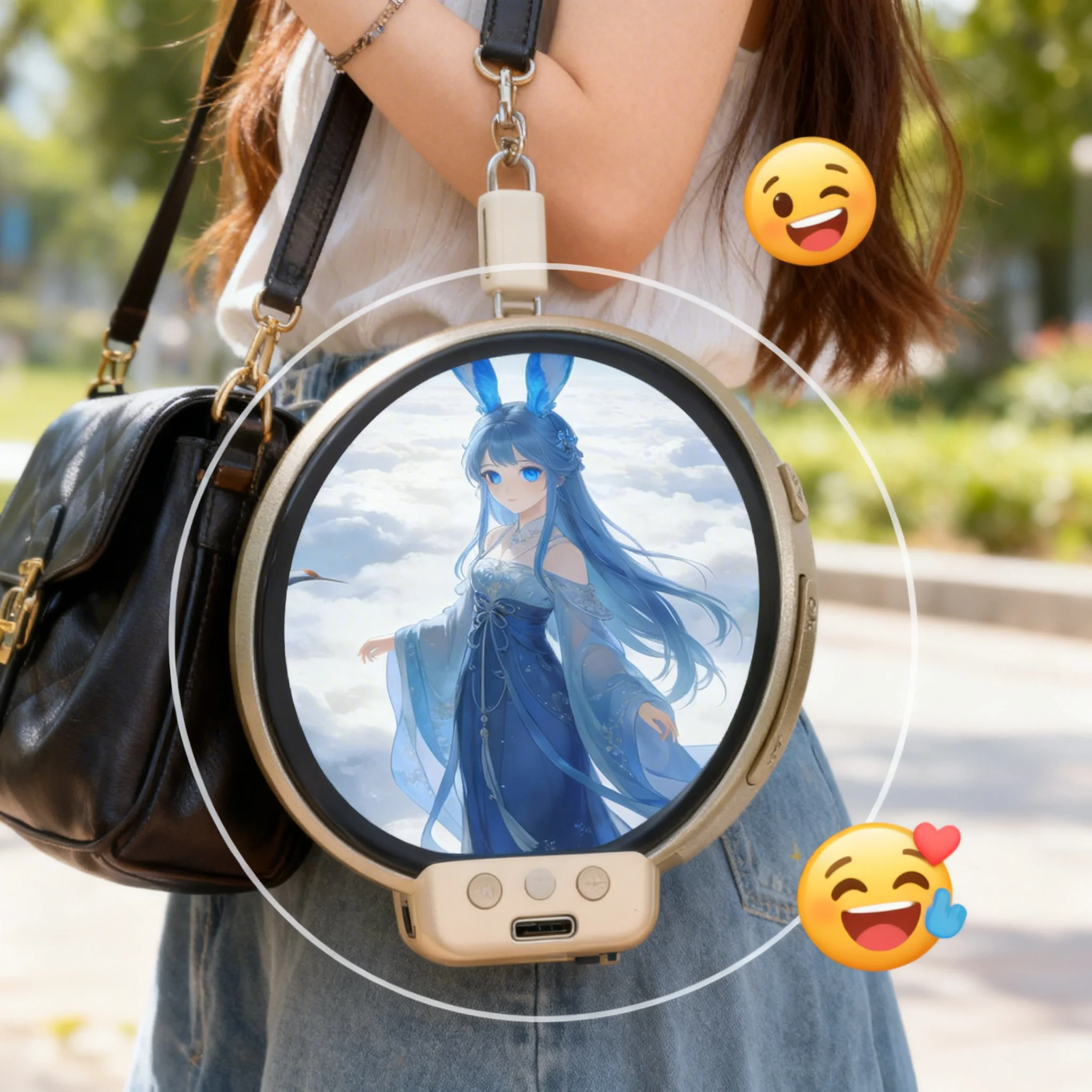 High-end Anime E-Badge Display Pin 2.4 Inch Touch Screen LED Button Collectible Cyber Dynamic Gift for Otaku Fans And Friends