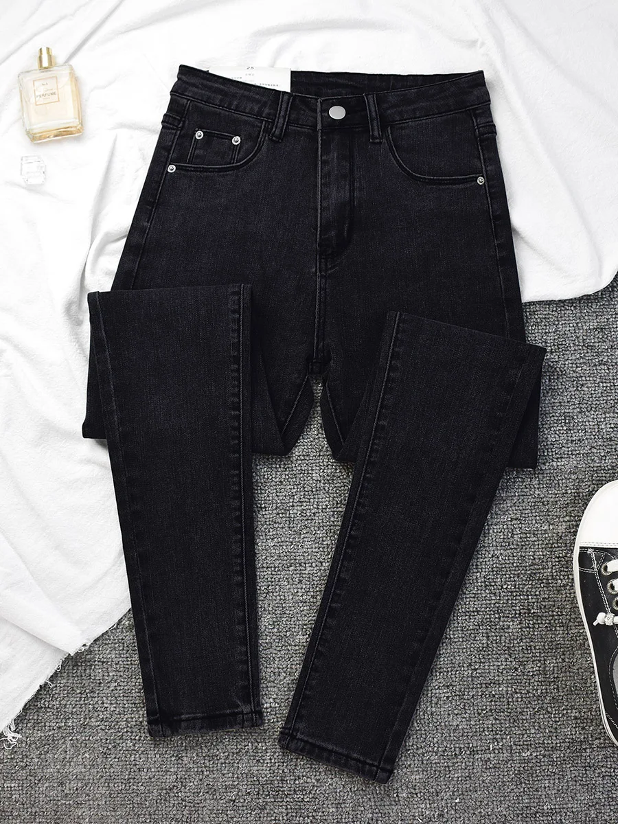 High Waist Slimming Denim Jeans Women's Spring Autumn 2026 New Style Black Stretchy Fitting Small Size Pencil Pants
