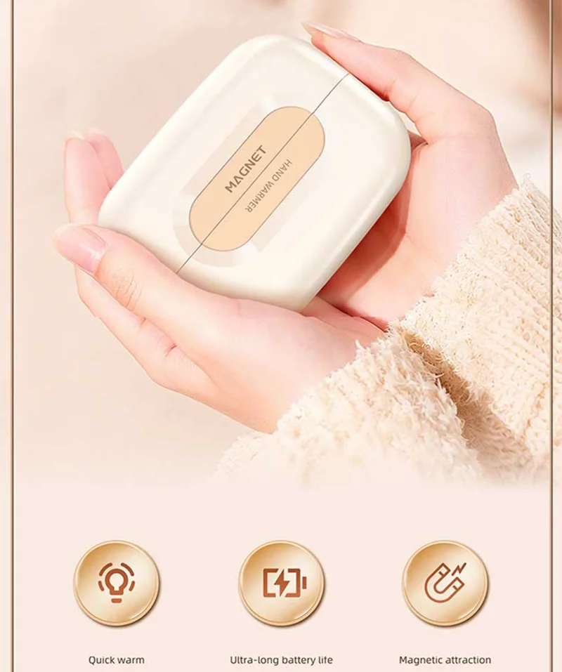 Hand Warmer 6000mah Rechargeable Magnetic Split-type Design Electric Handwarmers Skin-friendly Material Electric Heater
