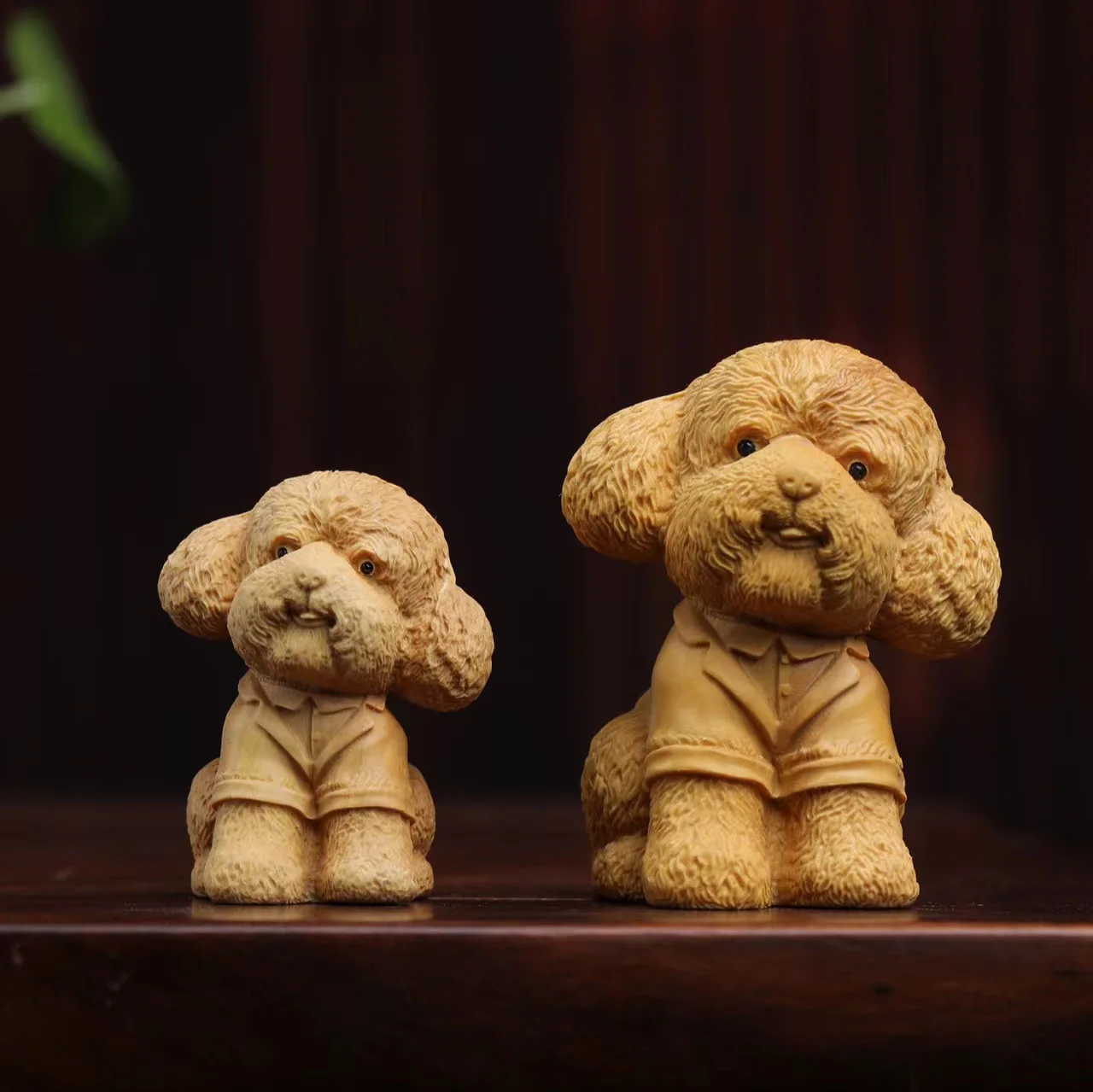 boxwood animal hand piece solid wood dog carving zodiac wood carving ornament root carving