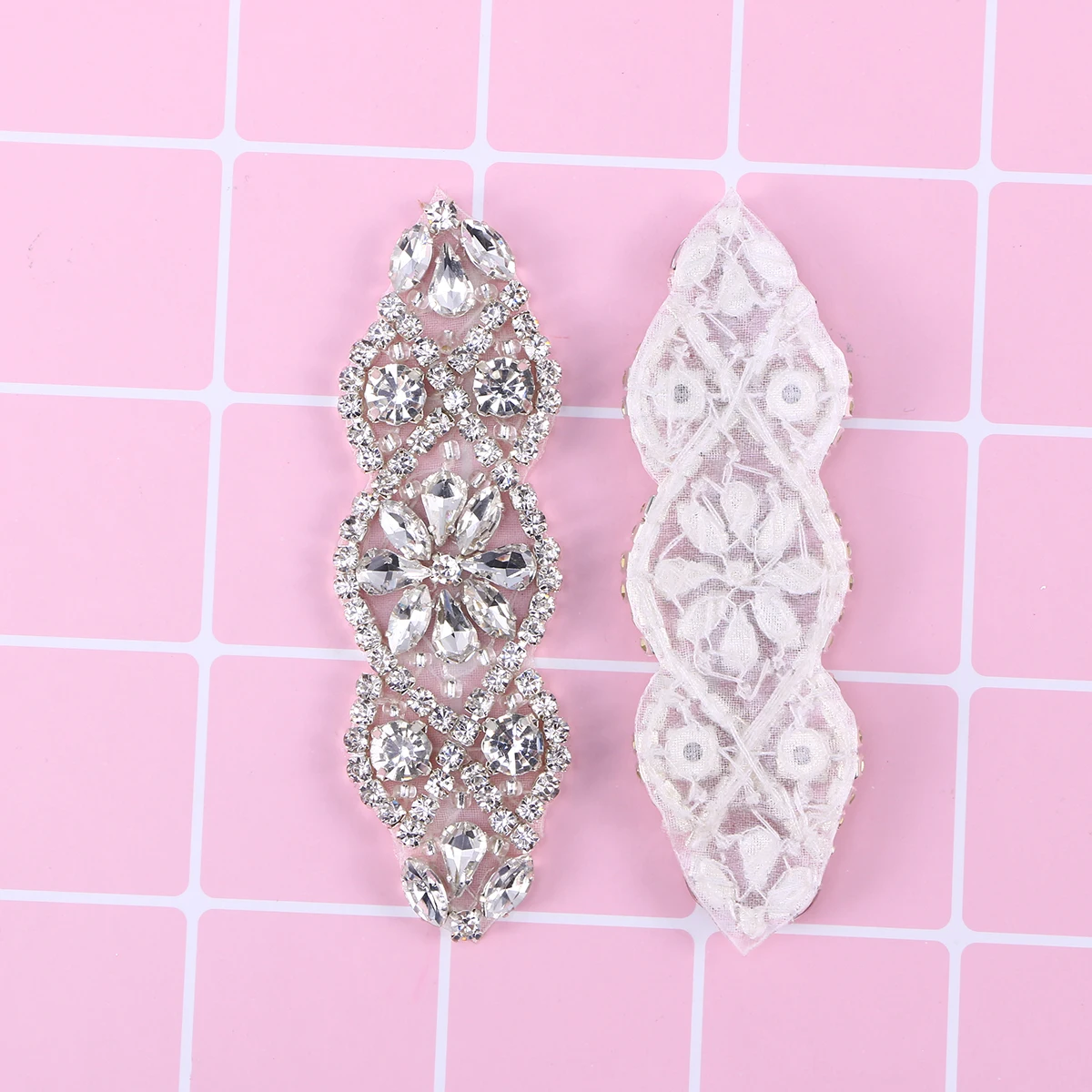 

2 Sets Rhinestone Appliques Clear Glass Patterns Sparkles Hot Melt Adhesive Ironing Heat Fixing Sewing Decals DIY Belts