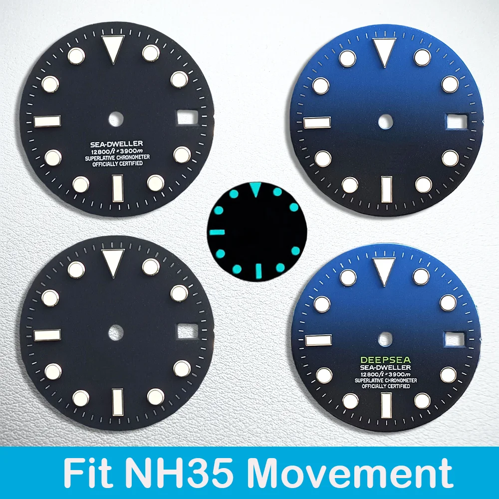 

Циферблат часов NH35 диаметром 28,5 мм, сине-зеленый, с одним календарем, светящийся, для механизмов часов NH35/NH36, мужские аксессуары и запчасти.