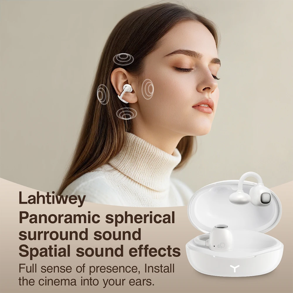 Open oordopjes, tws luchtgeleidingshoofdtelefoon Draadloze oordopjes Bluetooth 6.0, clip-on hoofdtelefoon met microfoon, over-ear oordopjes