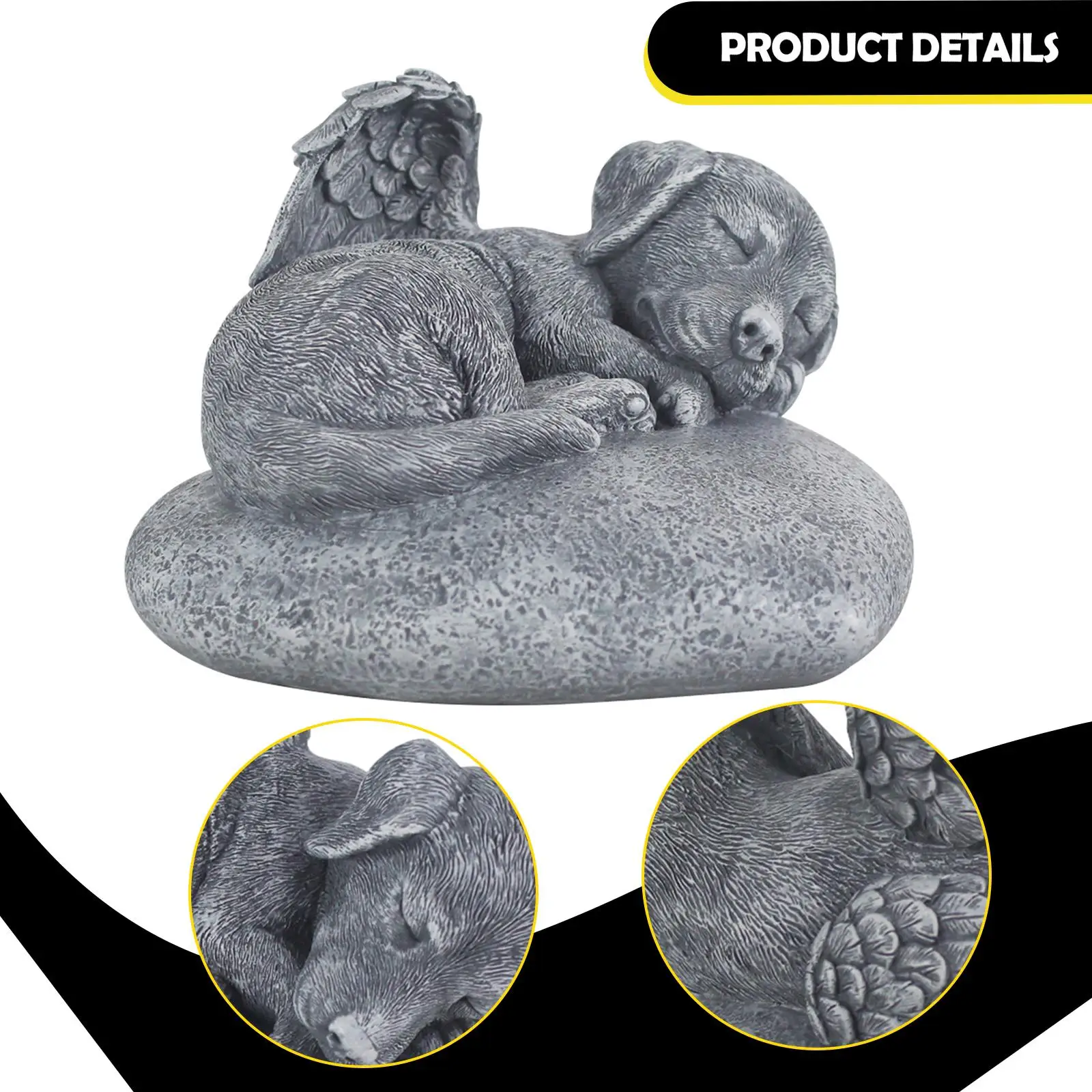Garden Statue Dog Memorial Stone Resin, Decorative Remembrance, Weather Resistant, Dog Memorial Statue Headstone