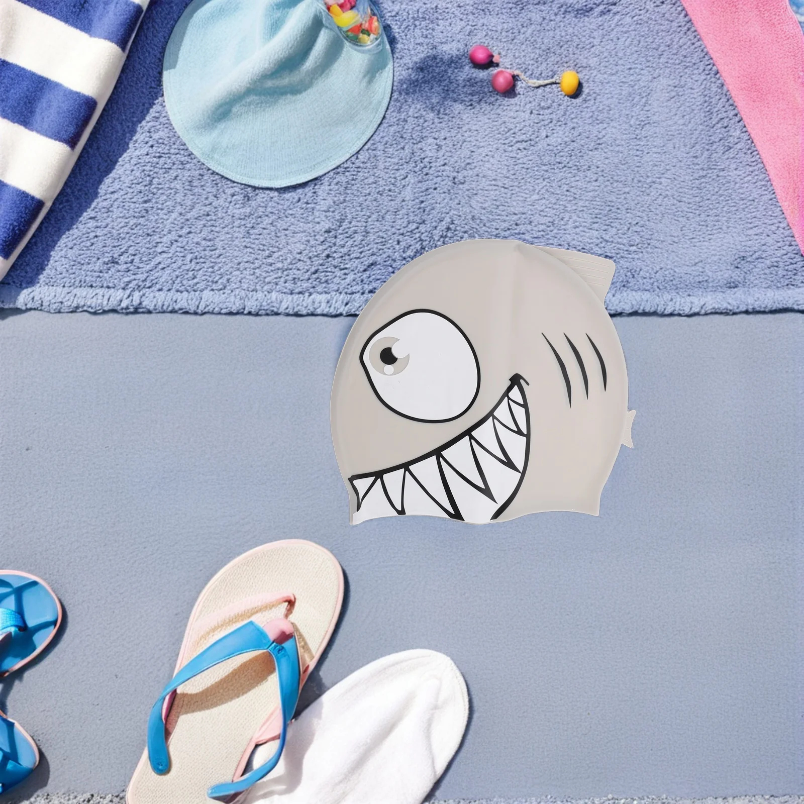 

Silicone Swim Cap Shark Pattern Waterproof Swimming Hat Youth Bathing Pool Swimming Cap