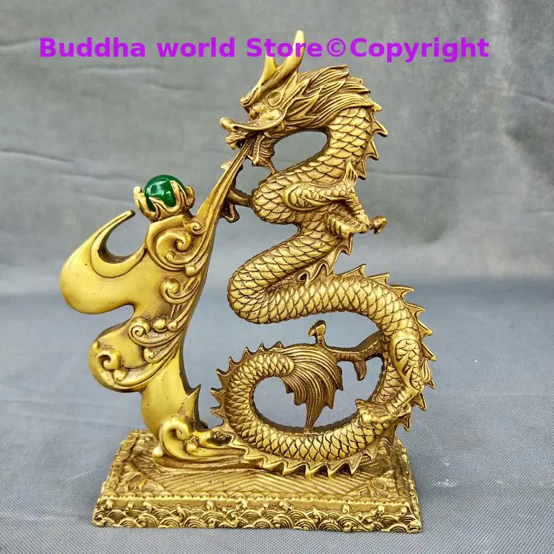 HOME Bring wealth money  Royal Dragon BRONZE Christmas FENG SHUI Statue Home store Company mascot talisman