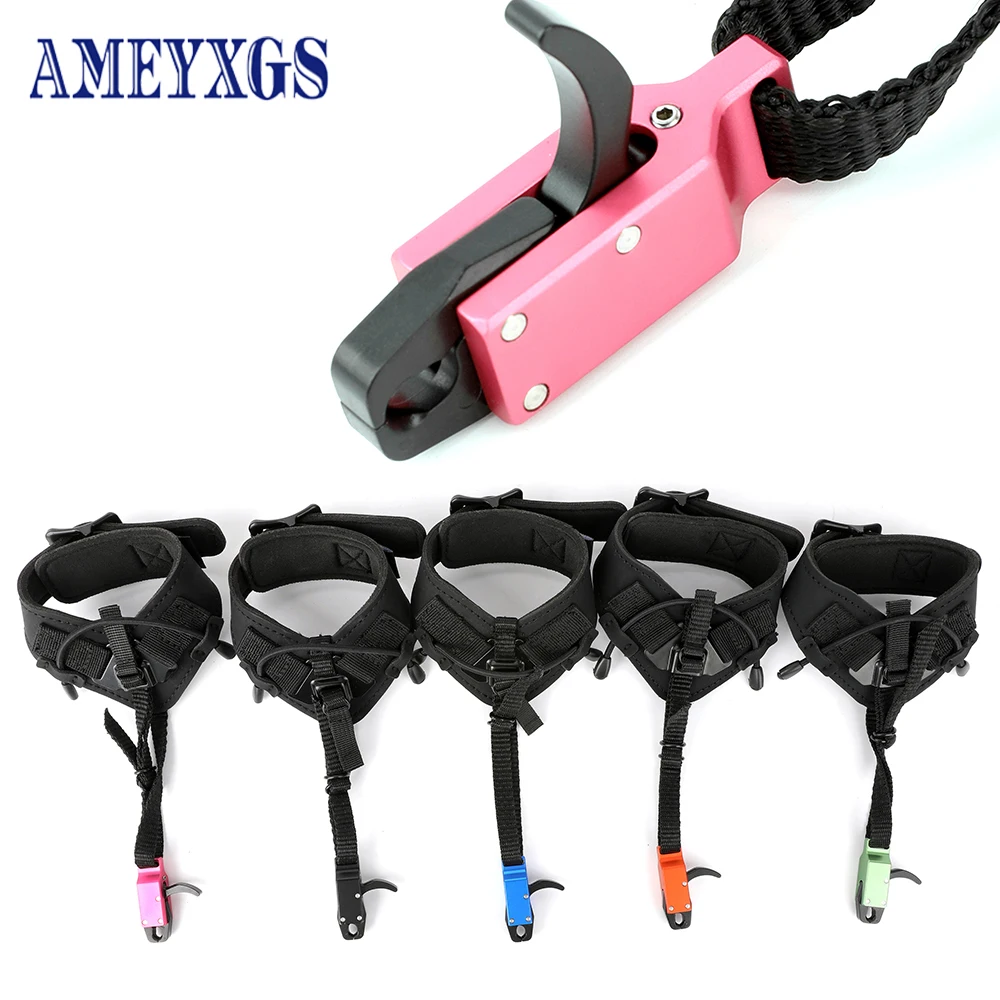 

Archery Bow Grip Caliper Adjustable Leather Automatic Closing Jaw Support 100lbs Release Aids for Compound Bow Shooting Hunting