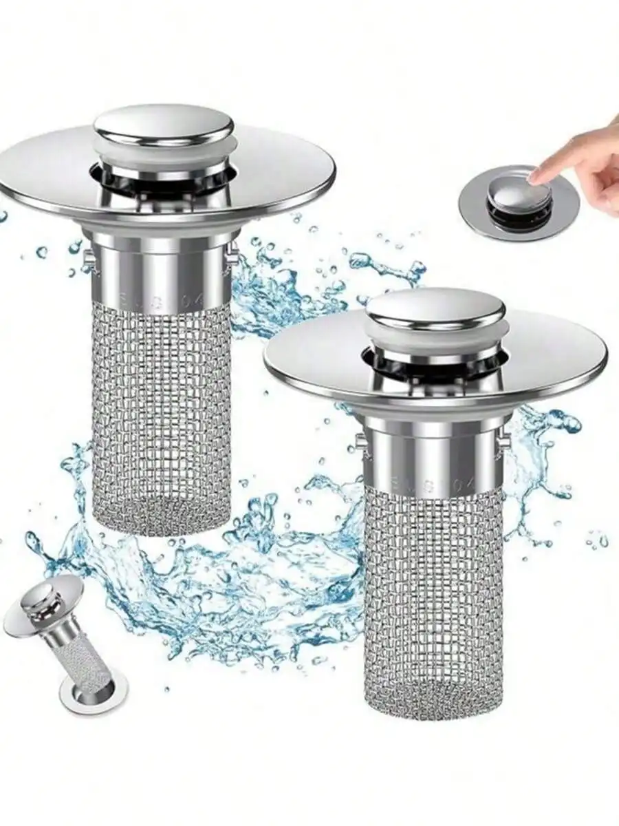

Faucet filter to prevent blockages, pressure release button, leak-proof plug for washbasin, leak-proof plug for sink, universal