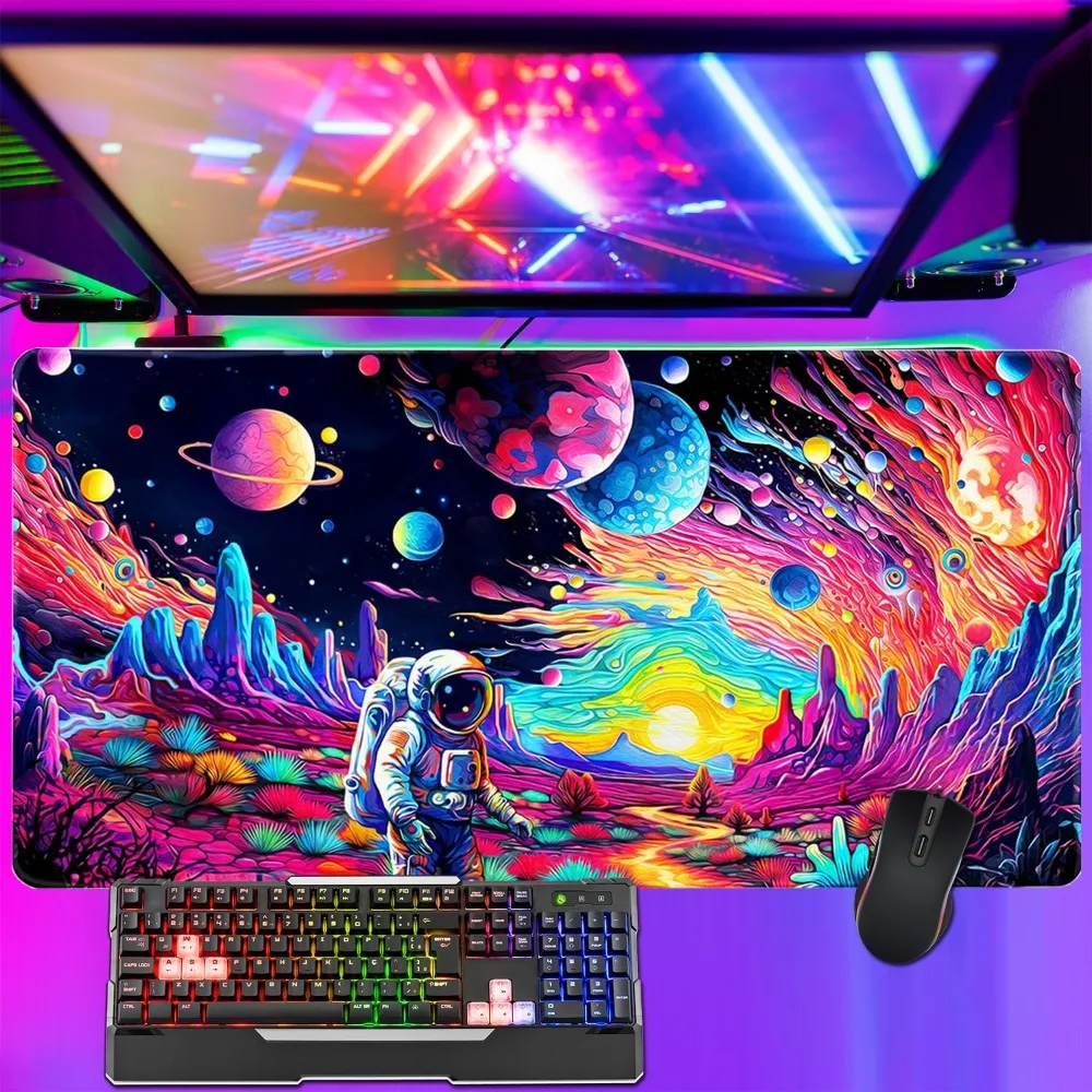 Cyberpunk Astronaut Mouse Pad Desk Mat FantasyPlanet Space Large Gaming Mouse Pad AnimeDesk PadMousepad Extended Mat Futuristic
