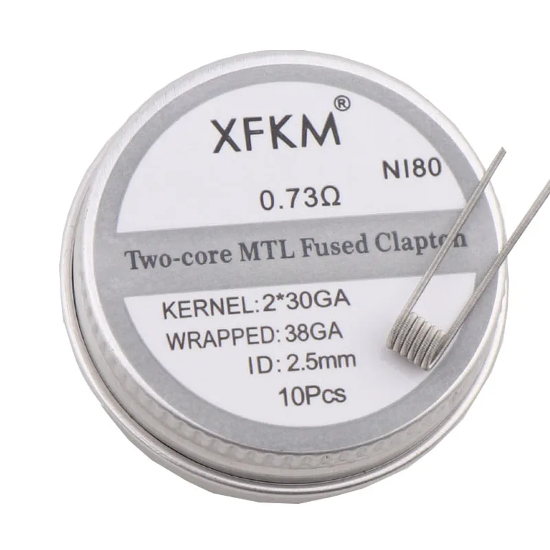XFKM 10PCS/box NI80/A1/SS316L MTL Fused Clapton Prebuilt Coils Premade Coil for MTL RDA RTA  Mod Heating Wire