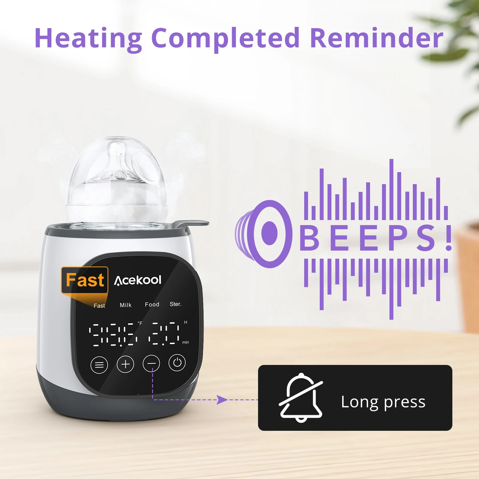 7-in-1 Fast Feeding Bottle Warmer, Fast Heating & Defrosting BPA-Free with LCD Display, Timer, Accurate Temperature Control